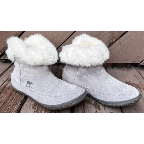 Sorel Gray Faux Fur Lined Boots US Sz 9.5 Comfortable UGG Like Boots - Picture 1 of 4